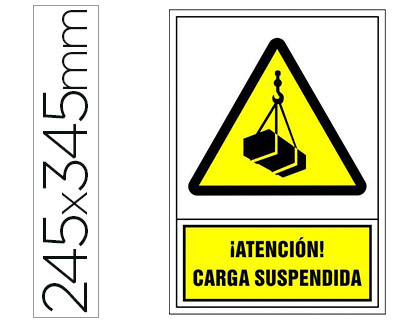 Pictograma PVC 245x345mm. ¡ATENCIÓN! CARGA SUSPENDIDA